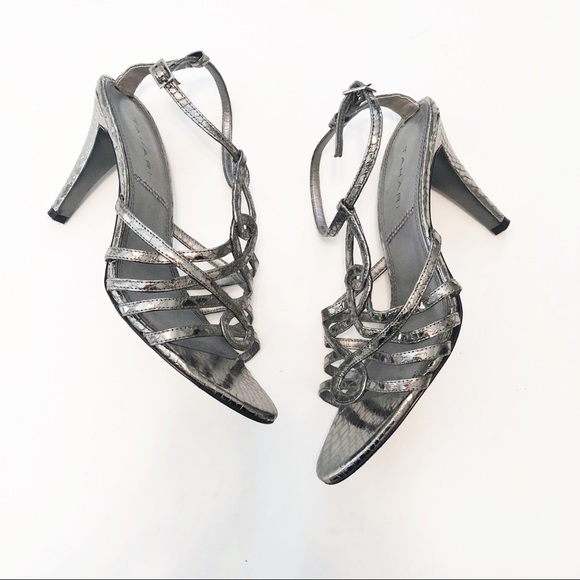 Tahari Shoes - Silver Tahari Dino T Strap heeled sandals